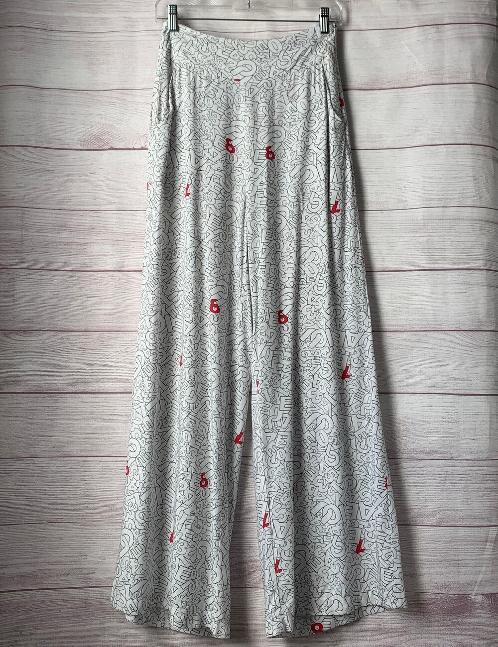 Amara Wide Leg Palazzo Pants Graphic Doodle Alphabet Print Size Small